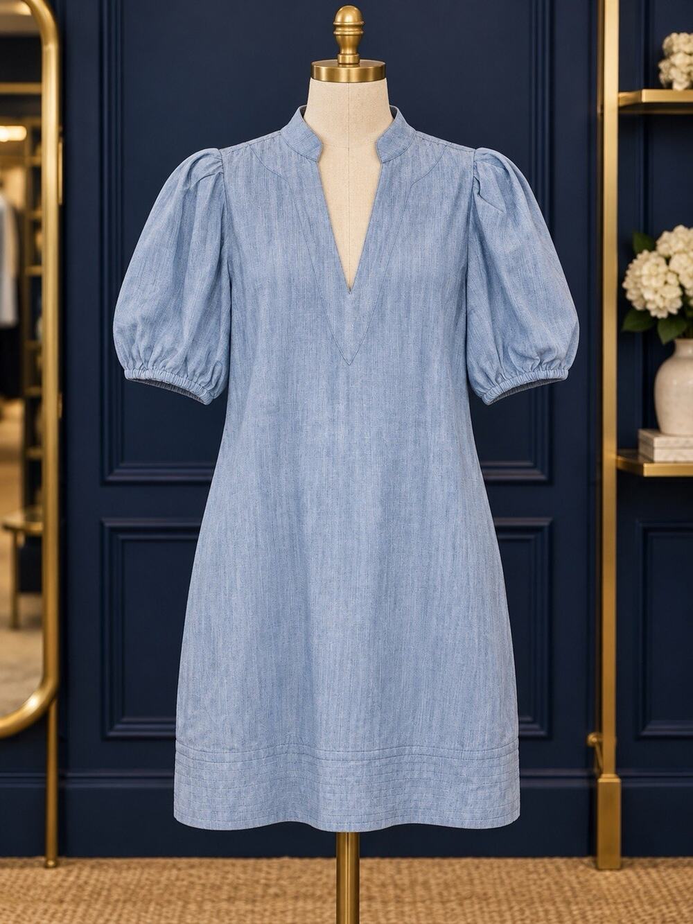 EMILY McCARTHY HAMPTON MINI Chambray DRESS XS NWT $228